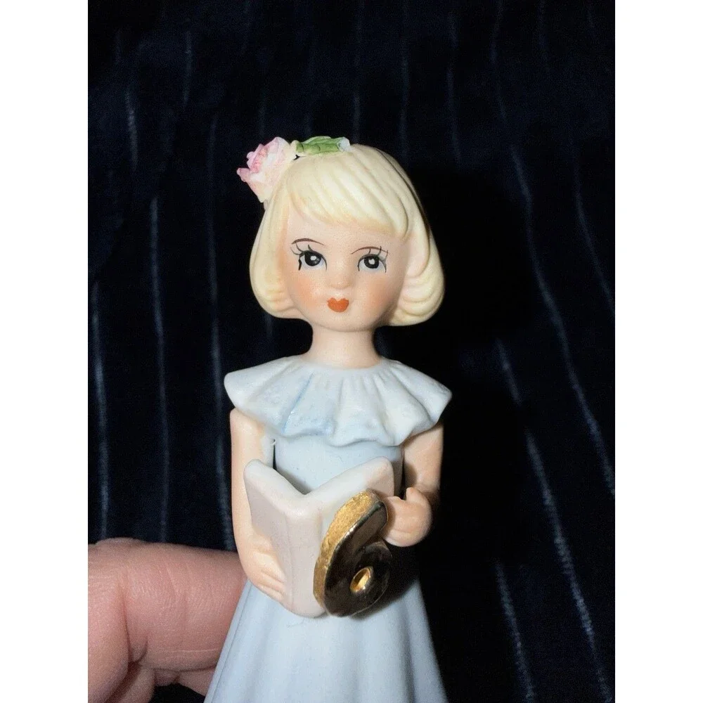 1981 Vintage Enesco Porcelain Growing Up Birthday Girl Figurine - Age 6